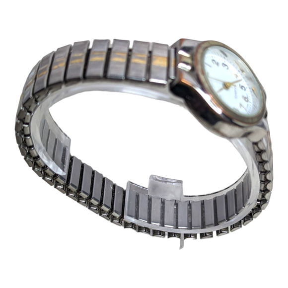 Accutime Watch Corp Unisex 2 Tone Metal Expansion Band Wrist Watch - Picture 3 of 5